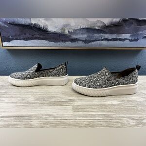 Sofft Gray Leopard Print Slip-On Sneakers